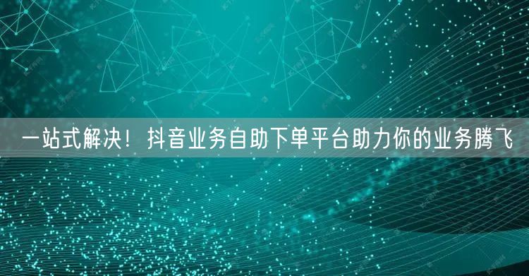 一站式解决！抖音业务自助下单平台助力你的业务腾飞