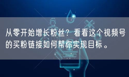 从零开始增长粉丝？看看这个视频号的买粉链接如何帮你实现目标。