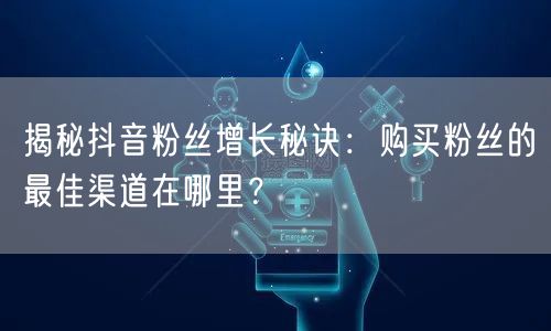 揭秘抖音粉丝增长秘诀：购买粉丝的最佳渠道在哪里？
