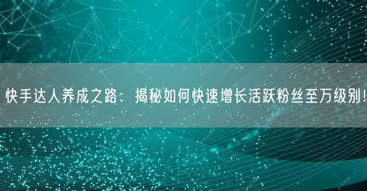 快手达人养成之路：揭秘如何快速增长活跃粉丝至万级别！