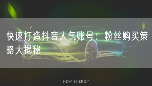 快速打造抖音人气账号：粉丝购买策略大揭秘