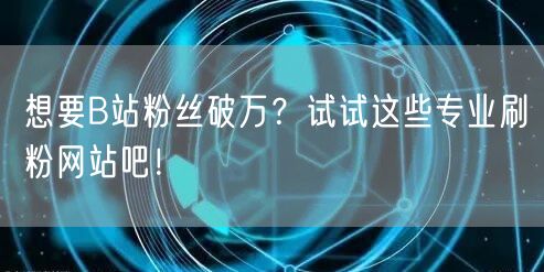 想要B站粉丝破万？试试这些专业刷粉网站吧！
