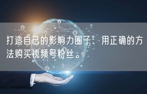 打造自己的影响力圈子:用正确的方法购买视频号粉丝。