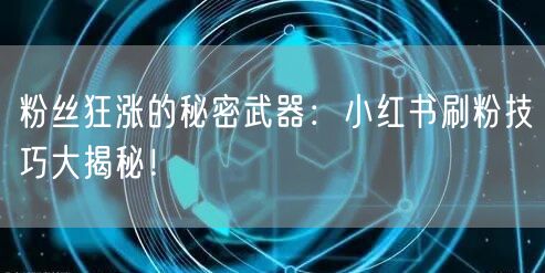 粉丝狂涨的秘密武器：小红书刷粉技巧大揭秘！