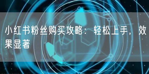小红书粉丝购买攻略:轻松上手,效果显著