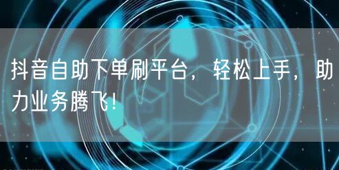 抖音自助下单刷平台，轻松上手，助力业务腾飞！