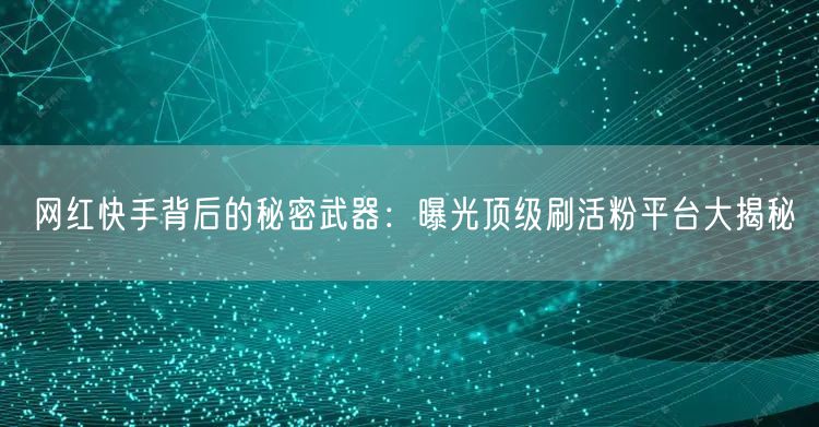 网红快手背后的秘密武器：曝光顶级刷活粉平台大揭秘