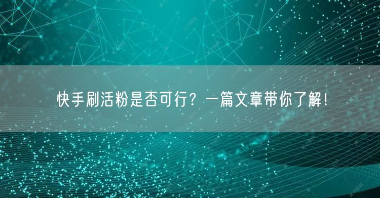 快手刷活粉是否可行？一篇文章带你了解！