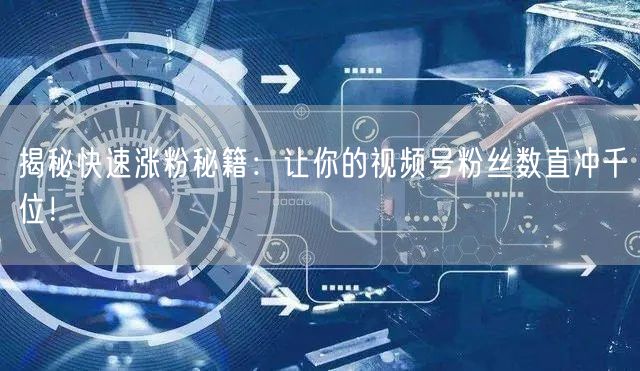 揭秘快速涨粉秘籍：让你的视频号粉丝数直冲千位！