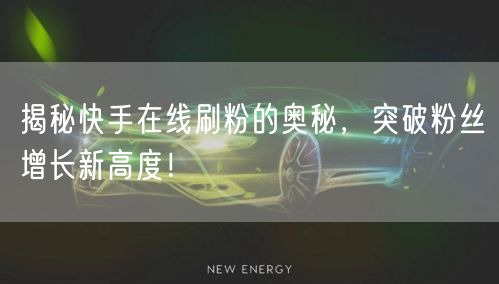 揭秘快手在线刷粉的奥秘，突破粉丝增长新高度！