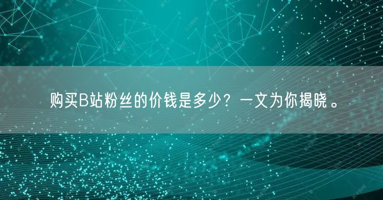 购买B站粉丝的价钱是多少？一文为你揭晓。