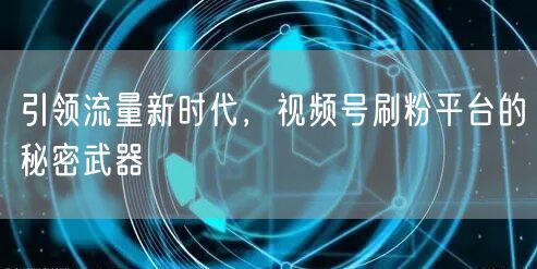 引领流量新时代，视频号刷粉平台的秘密武器