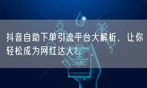 抖音自助下单引流平台大解析，让你轻松成为网红达人！