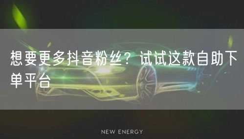 想要更多抖音粉丝？试试这款自助下单平台