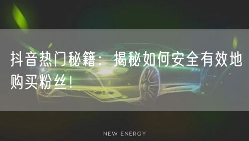 抖音热门秘籍：揭秘如何安全有效地购买粉丝！
