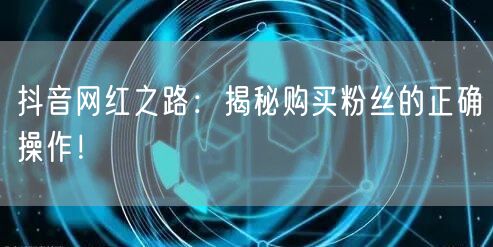 抖音网红之路：揭秘购买粉丝的正确操作！