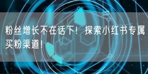 粉丝增长不在话下!探索小红书专属买粉渠道!