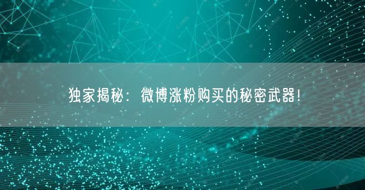 独家揭秘：微博涨粉购买的秘密武器！