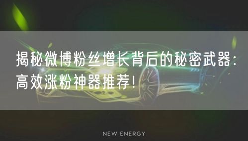 揭秘微博粉丝增长背后的秘密武器：高效涨粉神器推荐！