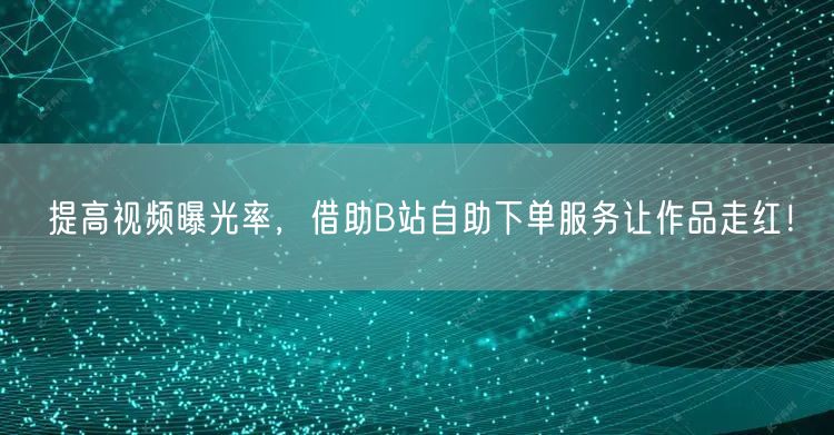 提高视频曝光率，借助B站自助下单服务让作品走红！