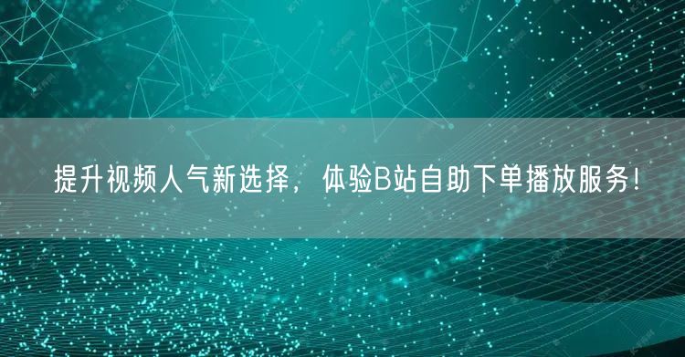 提升视频人气新选择，体验B站自助下单播放服务！