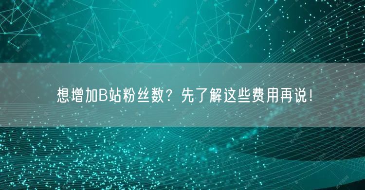想增加B站粉丝数？先了解这些费用再说！