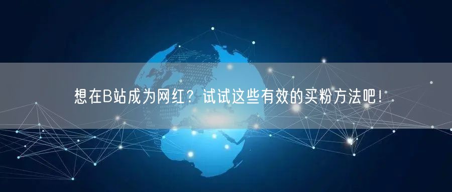 想在B站成为网红？试试这些有效的买粉方法吧！