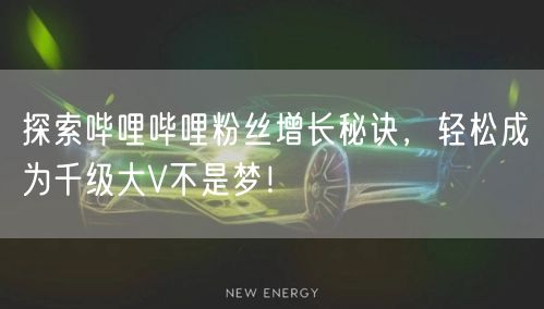 探索哔哩哔哩粉丝增长秘诀，轻松成为千级大V不是梦！