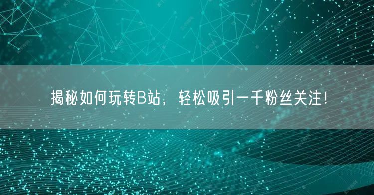 揭秘如何玩转B站，轻松吸引一千粉丝关注！