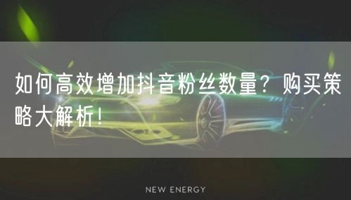如何高效增加抖音粉丝数量？购买策略大解析！