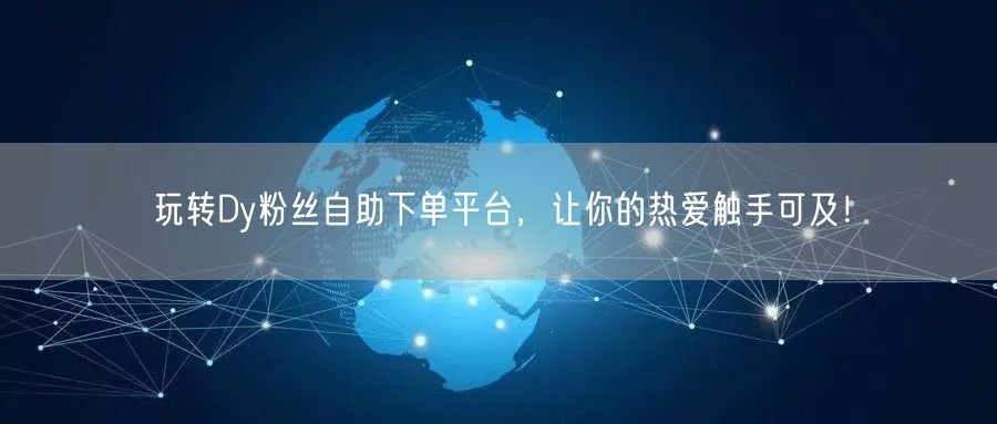 玩转Dy粉丝自助下单平台，让你的热爱触手可及！