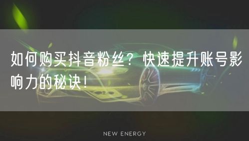 如何购买抖音粉丝？快速提升账号影响力的秘诀！