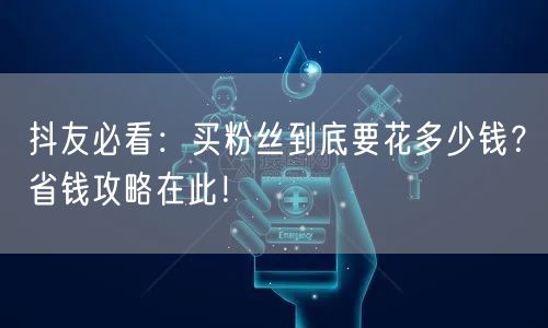 抖友必看：买粉丝到底要花多少钱？省钱攻略在此！