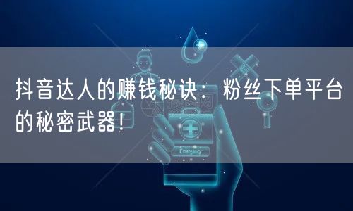抖音达人的赚钱秘诀：粉丝下单平台的秘密武器！